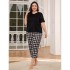 European and American Homewear Set Spring and Autumn 200 lbs Short-Sleeved Long Pants 5XL Plus Size Women's Nightgown