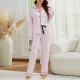 European and American pajamas for women, autumn and winter modal cardigan, long-sleeved shirt and trousers, two-piece loungewear set.