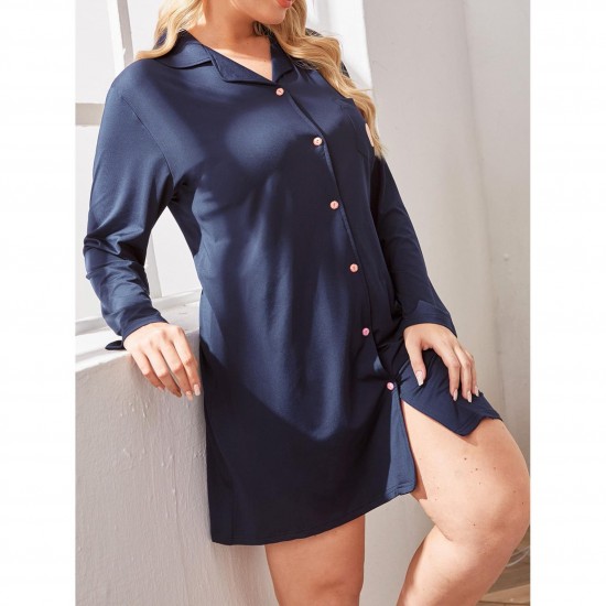 Plus size long-sleeved shirt European and American nightgown women 200 jin plus size heart print plus size pajamas