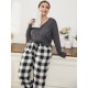 European and American plus-size pajamas for women, loose and casual autumn and winter, plus-size long-sleeved and long-pants homewear sets,