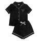 European and American homewear set cardigan short-sleeved shirt and shorts summer pajamas women's