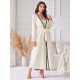 Simple casual mid-length suspender nightgown two-piece set for women, long-sleeved, all-season pajamas for women.
