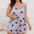 European and American women's pajamas plus size plus mm loose summer heart print camisole top shorts loungewear set
