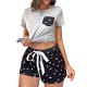 Summer women's pajamas set, screw neck tee and shorts sleepwear.