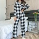 Women's pajamas autumn and winter casual long-sleeved shirt long pants two-piece set loungewear