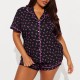 European and American women's summer ins style collared short-sleeved shorts two-piece pajama set
