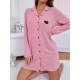 European and American women's spring and autumn heart-printed long-sleeved shirt, women's home wear, independent website,