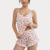 European and American pajamas women summer sexy cherry print camisole shorts two-piece homewear set (pjs)
