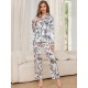 European and American women's pajamas autumn and winter imitation silk long-sleeved loungewear set Wildberries