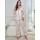 European and American imitation silk pajamas women's autumn and winter long-sleeved pajama pants homewear set can be worn outside