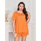 European and American plus-size pajamas for women, summer loose and casual 5XL short-sleeved shorts, two-piece loungewear set for women over 200 pounds.