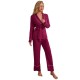 women's Autumn and Winter red long-sleeved robe long pants two-piece home wear