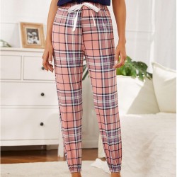 European and American women's autumn and winter plaid drawstring trousers, can be worn as an outerwear, home wear, independent website,