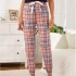 European and American women's autumn and winter plaid drawstring trousers, can be worn as an outerwear, home wear, independent website,
