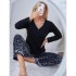 European and American women's home wear set, autumn and winter long-sleeved leopard print trousers two-piece pajamas