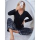 European and American women's home wear set, autumn and winter long-sleeved leopard print trousers two-piece pajamas