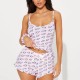European and American sexy pajamas women's summer heart camisole top and shorts two-piece home wear pajamas