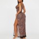 European and American sexy nightgowns, summer, slit lace trim leopard print pure and alluring camisole nightwear