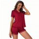 Women's Summer Lace Patchwork Short-Sleeved Shorts Two-Piece Homewear Set