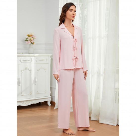 European and American women's autumn and winter simple casual long-sleeved trousers loungewear set independent website pajamas