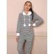 Women's pajamas autumn and winter sports casual hooded long-sleeved top and long-pants two-piece set, homewear that can be worn outside.
