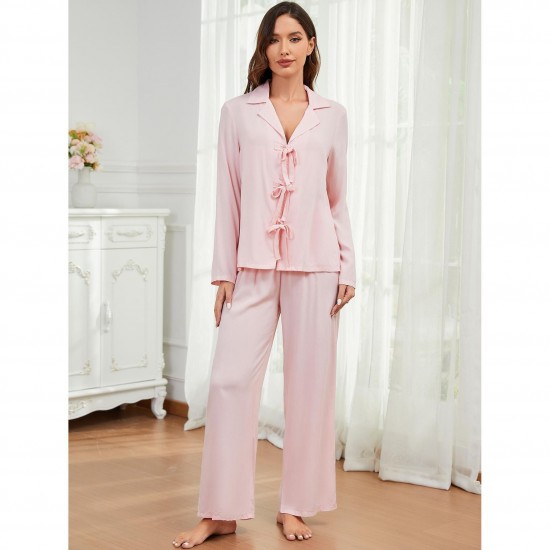European and American women's autumn and winter simple casual long-sleeved trousers loungewear set independent website pajamas
