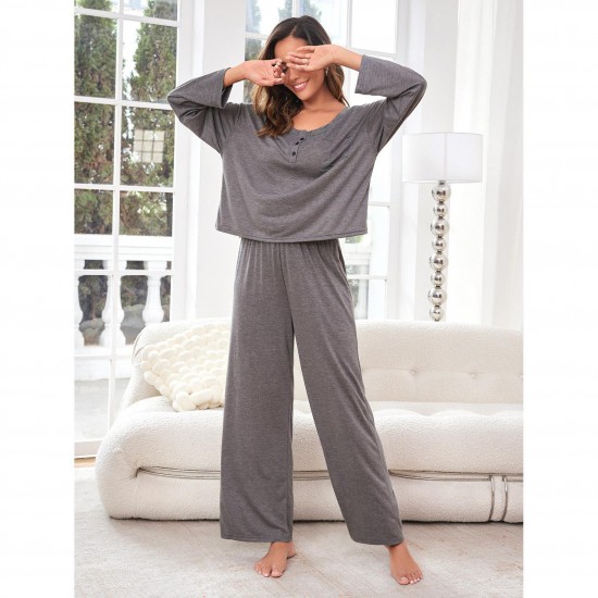 European and American women's pajamas autumn and winter loose casual long-sleeved homewear set