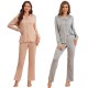 European and American women's autumn and winter modal long-sleeved shirt long pants two-piece loungewear set (пижама)