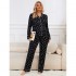 European and American pajamas women's autumn and winter heart print long-sleeved long pants two-piece loungewear set (пижама)