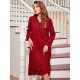European and American style long nightgown for women, Christmas red plaid loose-fitting long-sleeved home wear pajamas