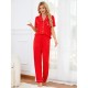 European and American modal pajamas women summer solid color short-sleeved shirt and trousers homewear set пижама