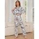 European and American women's pajamas autumn and winter imitation silk long-sleeved loungewear set Wildberries