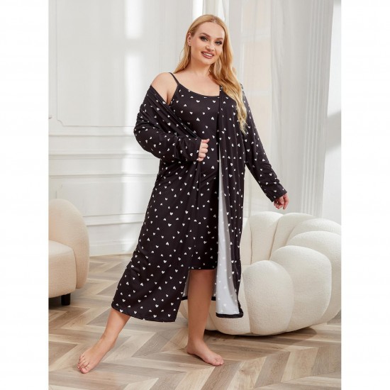 New Satin Plus Size Women's Nightgown Plus Size 200 lbs Light Luxury Cool Bathrobe Two-Piece Homewear Set