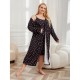New Satin Plus Size Women's Nightgown Plus Size 200 lbs Light Luxury Cool Bathrobe Two-Piece Homewear Set