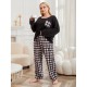 Plus size pajamas women autumn and winter plus size loose long-sleeved homewear two-piece set