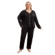 European and American plus size pajamas women's autumn and winter 200 lb plus MM long-sleeved loungewear set