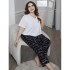 Export European and American plus size women's spring and autumn 200 jin short-sleeved trousers loungewear two-piece set