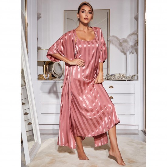 Independent website for women's faux silk long-sleeved camisole nightgown/loungewear set.