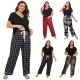 Plus-size pajamas for women, spring and summer, short-sleeved and long pants, plus-size loungewear for overweight women, European and American independent platform.