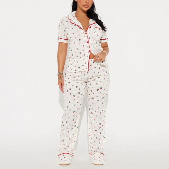 European and American women's pajamas letter embroidery short-sleeved trousers homewear set can be worn outside Пижама