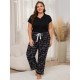 Plus-size pajamas for women, spring and summer, short-sleeved and long pants, plus-size loungewear for overweight women, European and American independent platform.