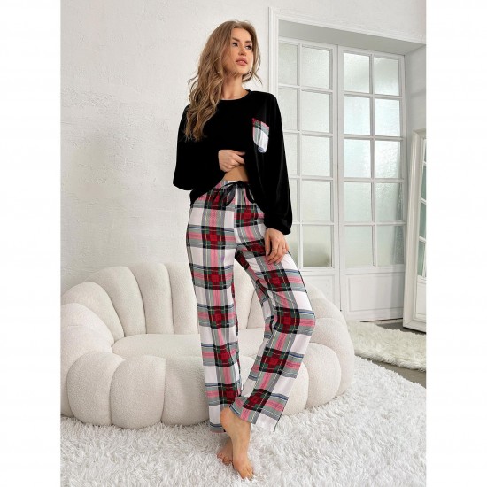 European and American Women's Nightgown Winter Long-Sleeved Long Pants Two-Piece Homewear Set