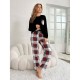 European and American Women's Nightgown Winter Long-Sleeved Long Pants Two-Piece Homewear Set
