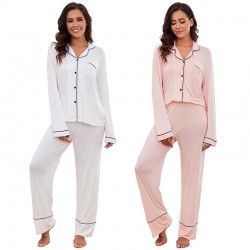 European and American Homewear Set Autumn and Winter Modal Long-Sleeve Shirt Long Pants Two-Piece Pajama Set Women's Pajamas