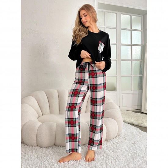 European and American Women's Nightgown Winter Long-Sleeved Long Pants Two-Piece Homewear Set