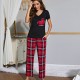 European and American women's spring and autumn V-neck short-sleeved trousers loungewear set export pajamas