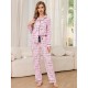 European and American style home wear autumn and winter striped cardigan long-sleeved trousers two-piece pajama set for women, Russian style