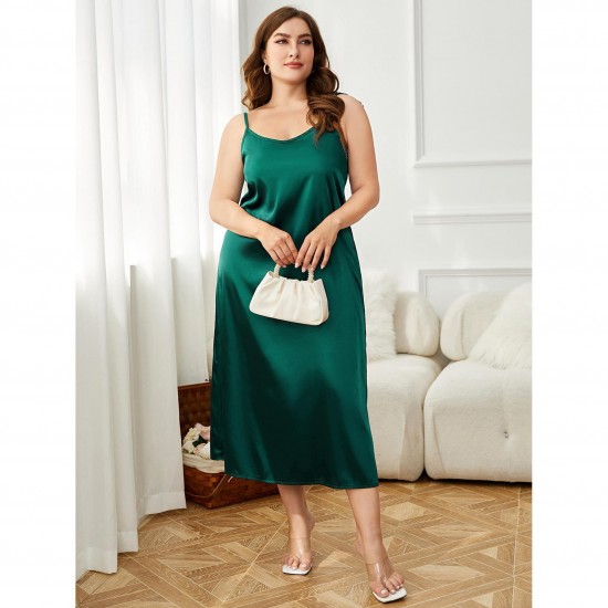 European and American summer camisole ice silk nightgown women's fat women plus size imitation silk pajamas