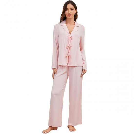 European and American women's autumn and winter simple casual long-sleeved trousers loungewear set independent website pajamas