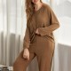 European and American homewear set autumn and winter long-sleeved jogger trousers two-piece pajamas women's